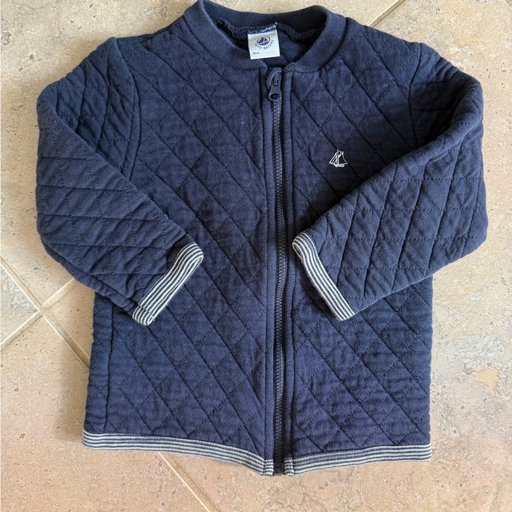Petit Bateau Navy Quilted Jacket 24m
